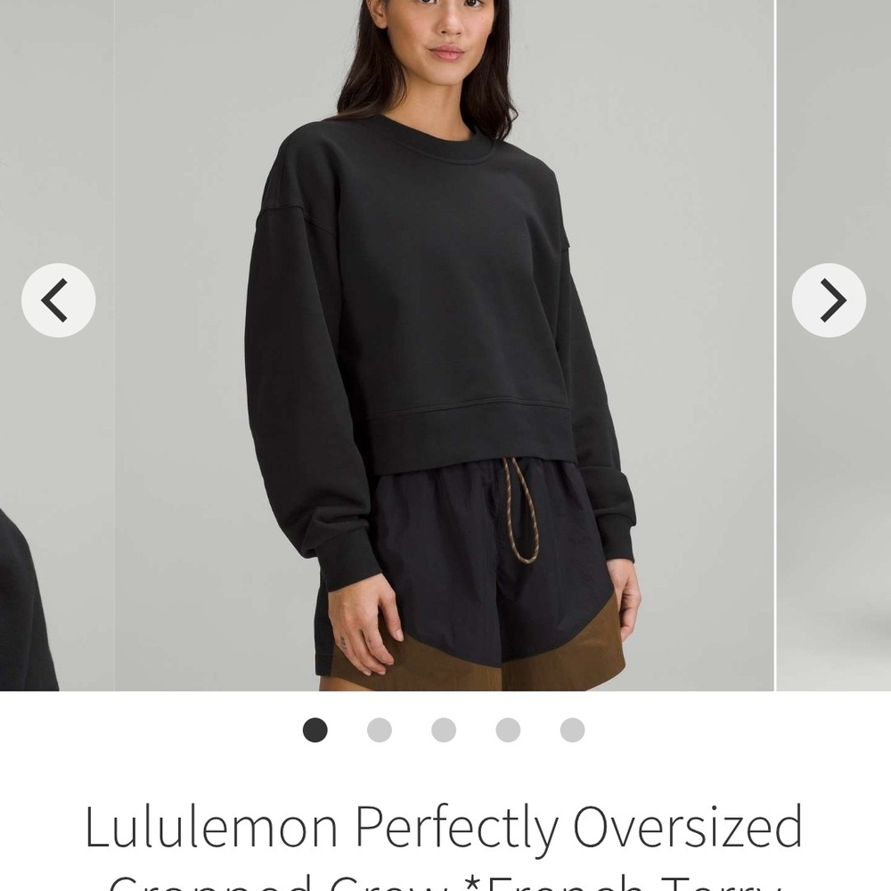 Brand New Lululemon Perfectly Oversized Cropped Crew French Terry Black Size 2